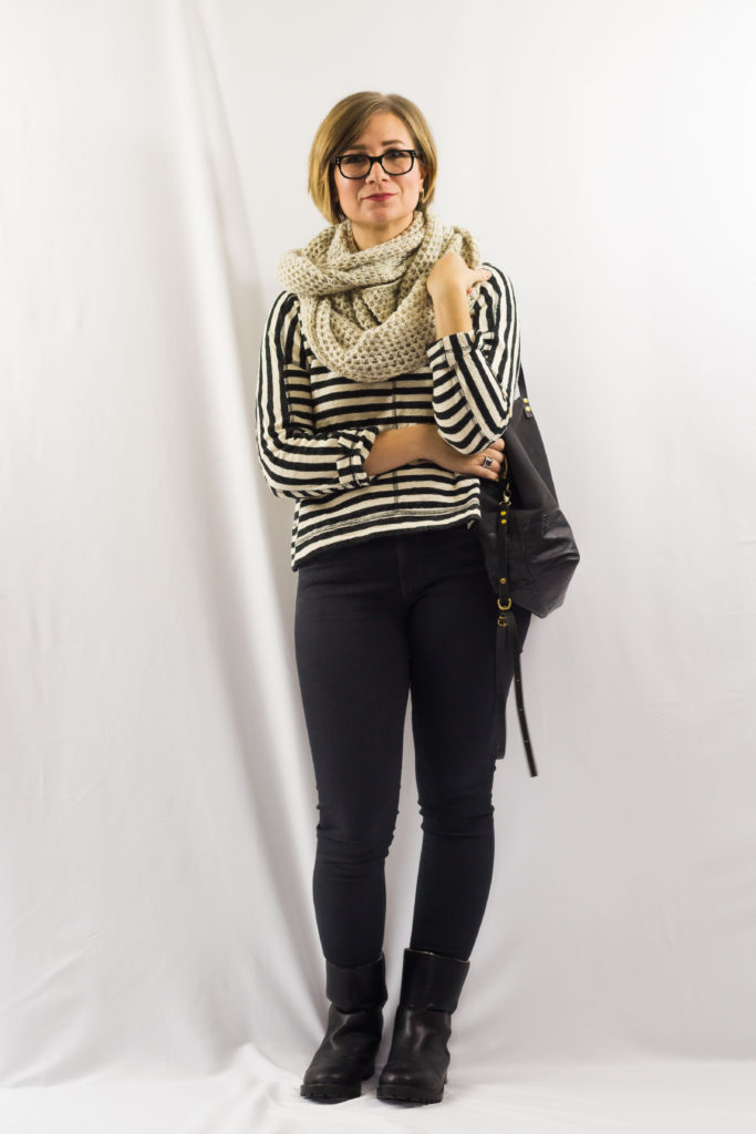 Striped Sweatshirt and Circle Scarf-2