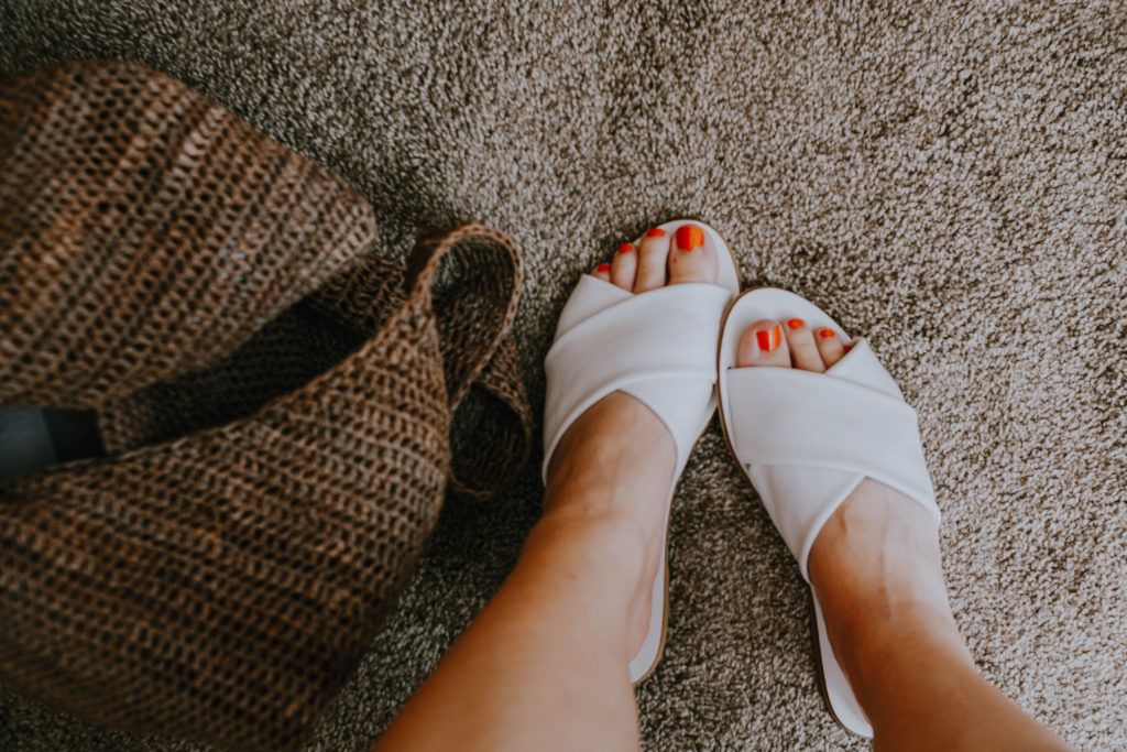 Everlane Sandal Comparison: white crossover sandal