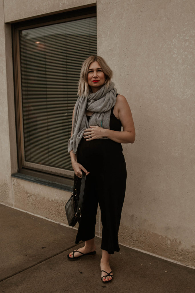30 Days of Summer Style Day 24: Black jumpsuit with scarf